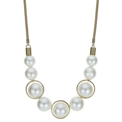 Designer cream pearl sphere necklace